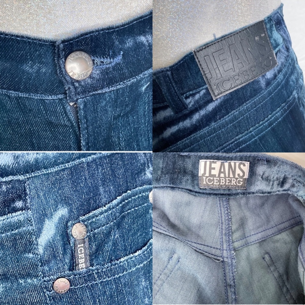 Iceberg Jeans Vintage Y2K Blue Velvet Velour Suit Blazer Pant Set 29 40 Italy - Picture 16 of 16